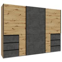 Omara Z Drsnimi Vrati Winn 2, Barva Hrasta, Temno Siva - temno siva/barve aluminija, Konvencionalno, kovina/leseni material (270/200/61cm) - Carryhome