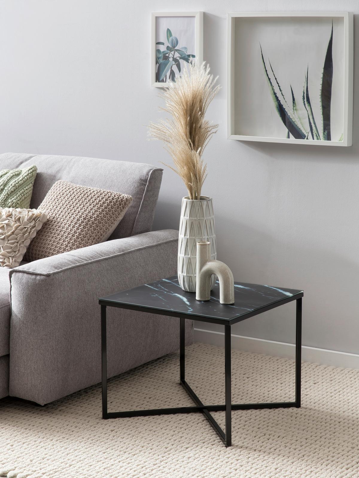 Mizica Marble, Črna - črna, Design, kovina/steklo (50/50/42cm) - Livetastic