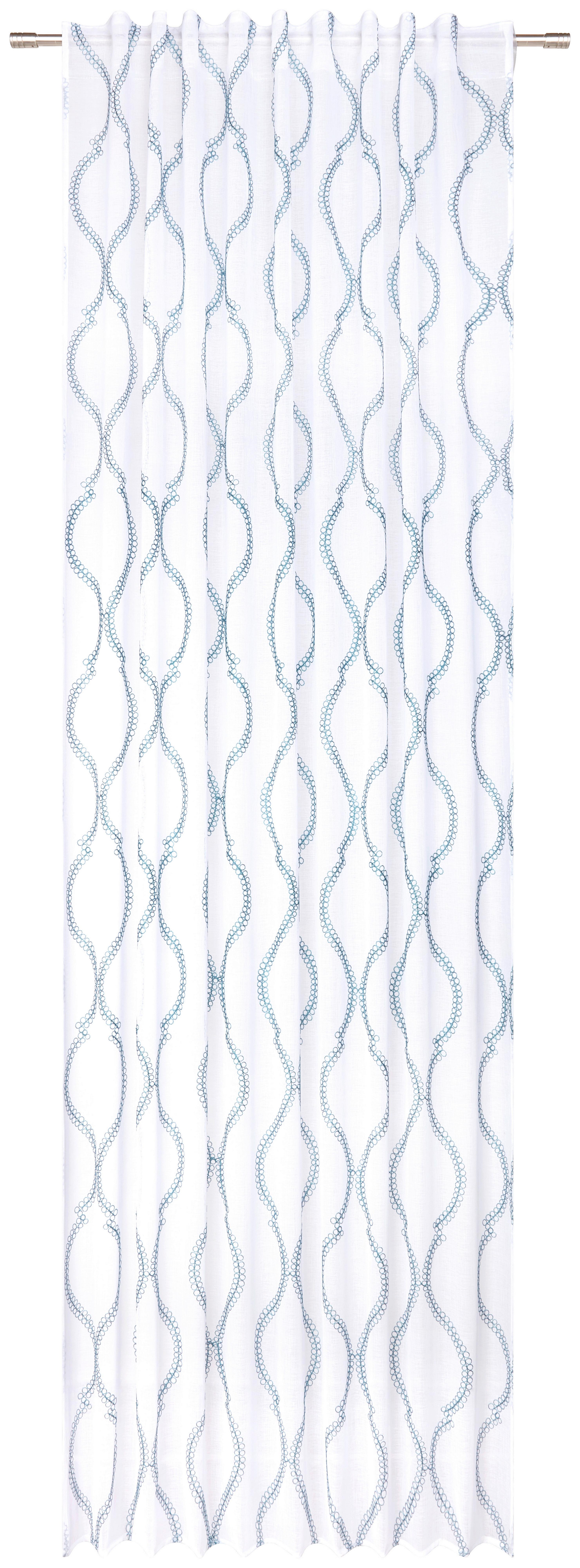 Fertigvorhang Orie in Weiss/Jadegrün ca.135x255cm - Jadegrün, Modern, Textil (135/255cm) - Modern Living