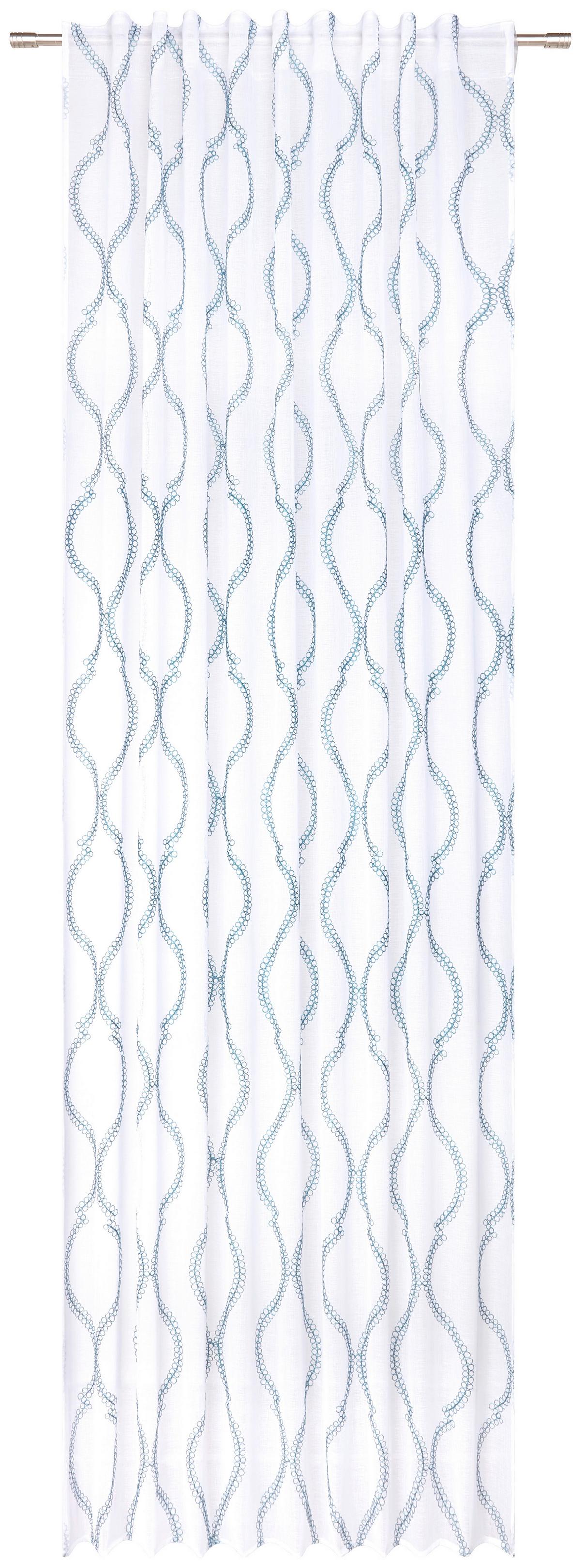Fertigvorhang Orie in Weiss/Jadegrün ca.135x255cm - Jadegrün, Modern, Textil (135/255cm) - Modern Living