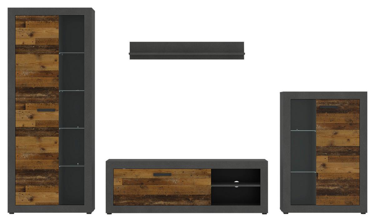 Tv-komoda Kassel - boje hrasta/crna, Romantično / ladanjski, drvni materijal/plastika (150/49,5/42cm) - Modern Living