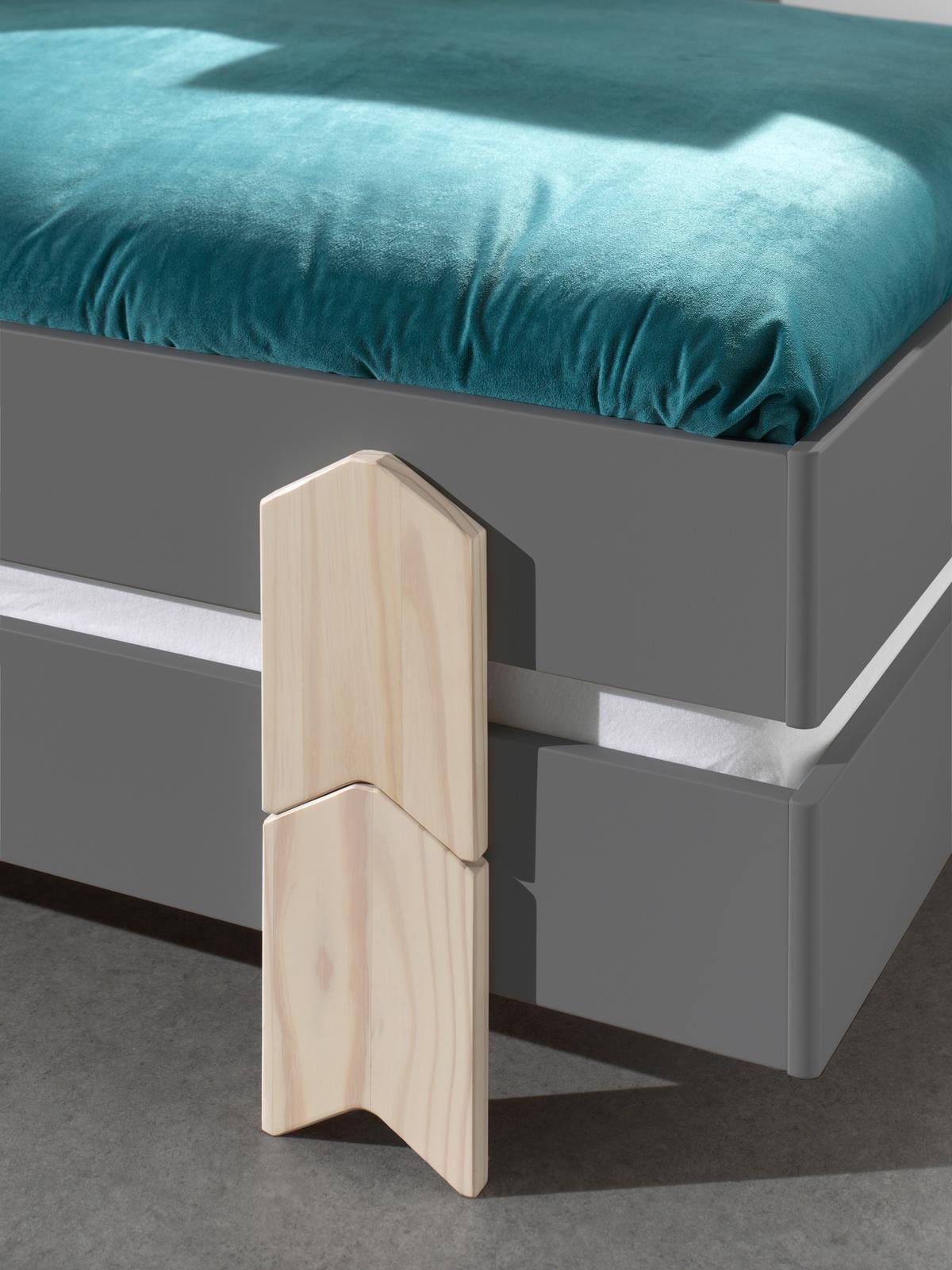 Stapelbett Modulo Grau - Grau/Kieferfarben, MODERN, Holz/Holzwerkstoff (90/200cm) - Vipack