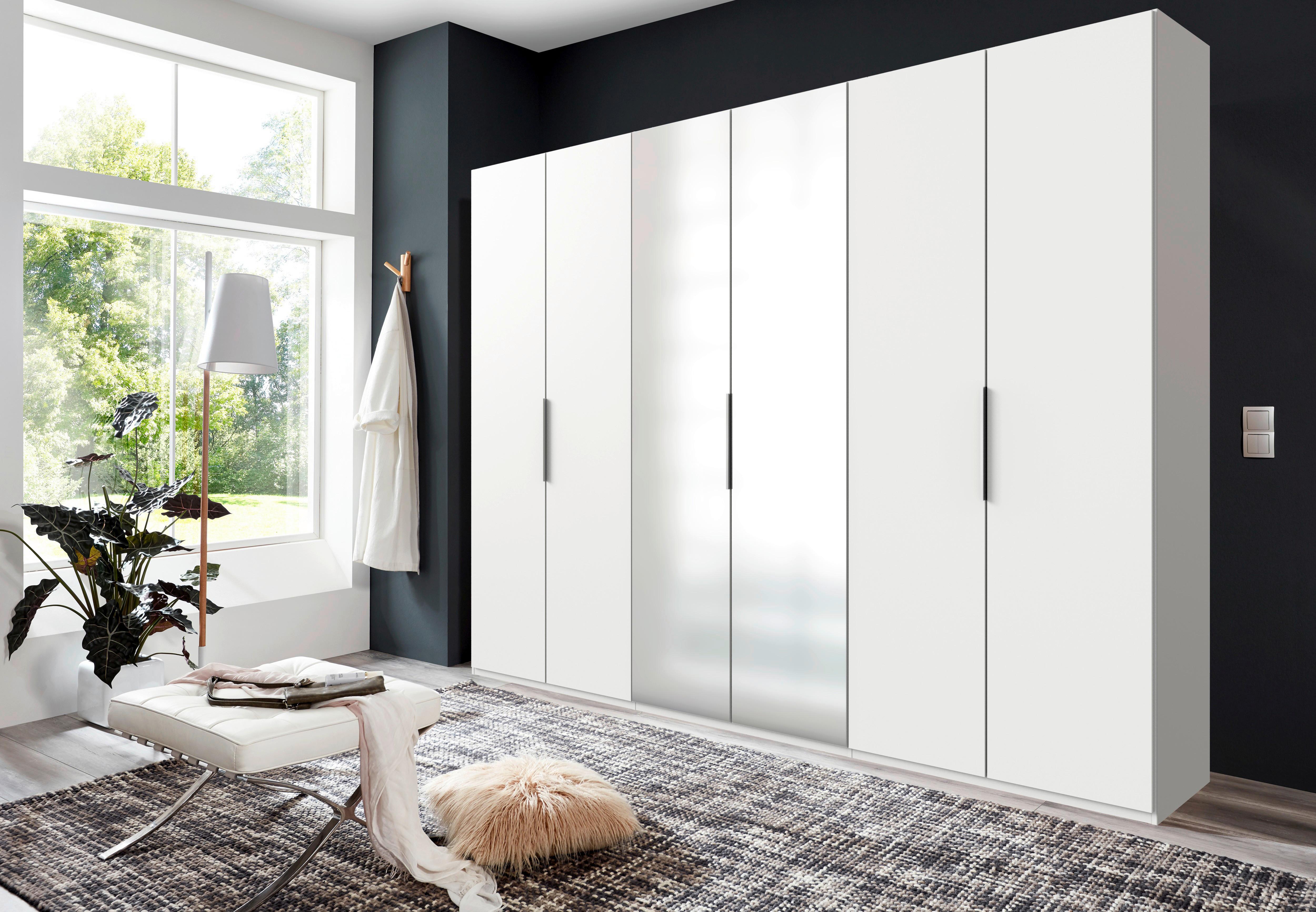 Drehtürenschrank Level 36A mit Spiegel ca. 300 cm Weiß - Chromfarben/Weiß, MODERN, Holzwerkstoff (300/236/58cm) - MID.YOU