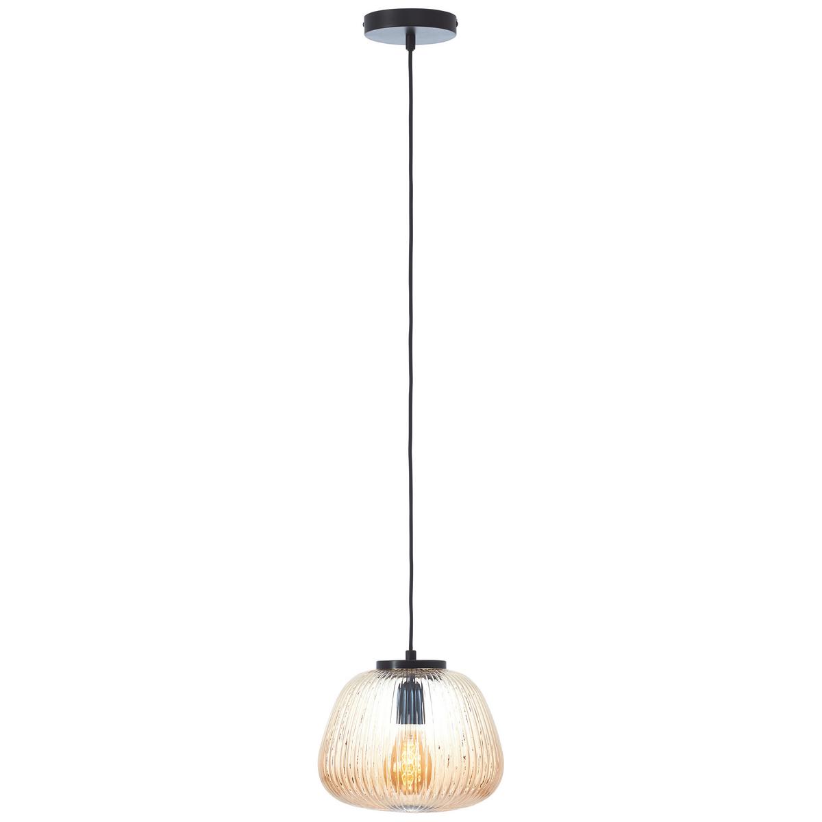 Hängeleuchte Kaizen Bernsteinfarben max. 40 Watt - Bernsteinfarben, Design, Glas/Metall (25/176cm) - Brilliant