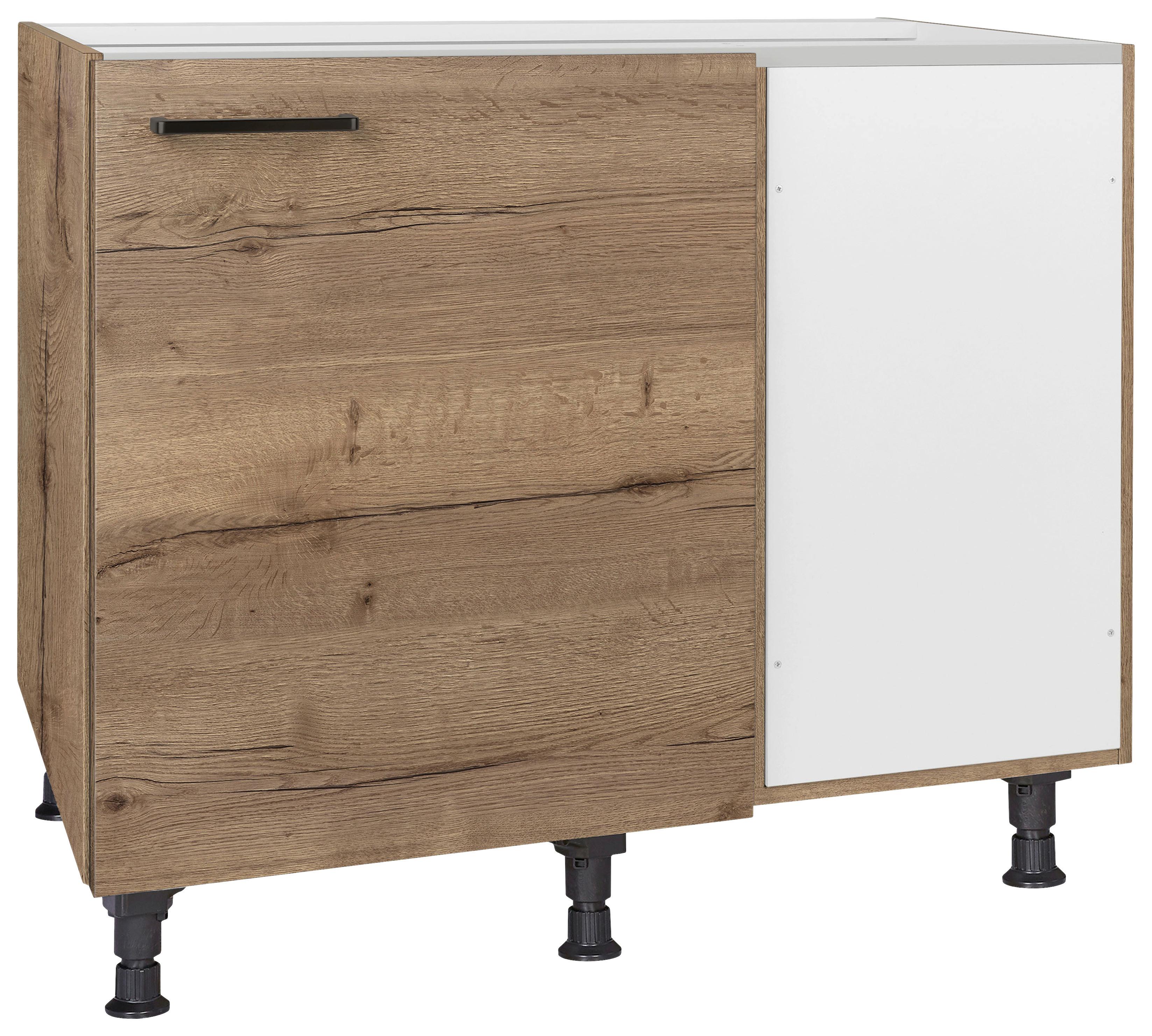 Eckunterschrank Structura Eiche dunkel - Eiche dunkel/Schwarz, MODERN, Holzwerkstoff/Metall (125/87/65cm) - Nobilia