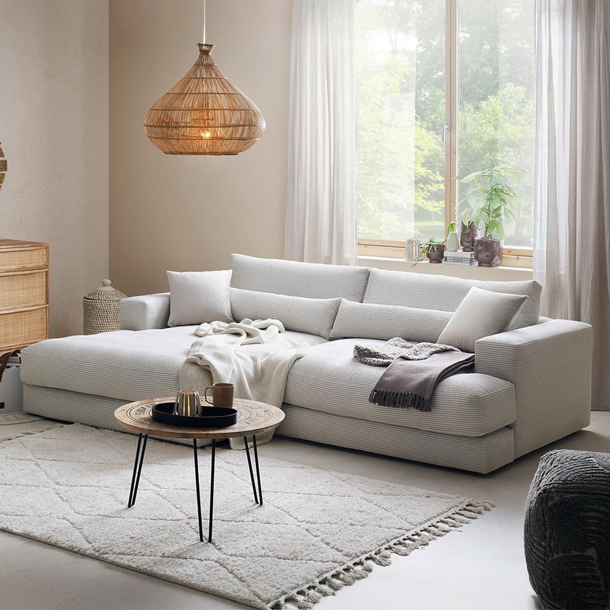 Ecksofa Fabiona Links Beige - Beige/Schwarz, MODERN, Holz/Kunststoff (194/85/268cm) - Premium Living