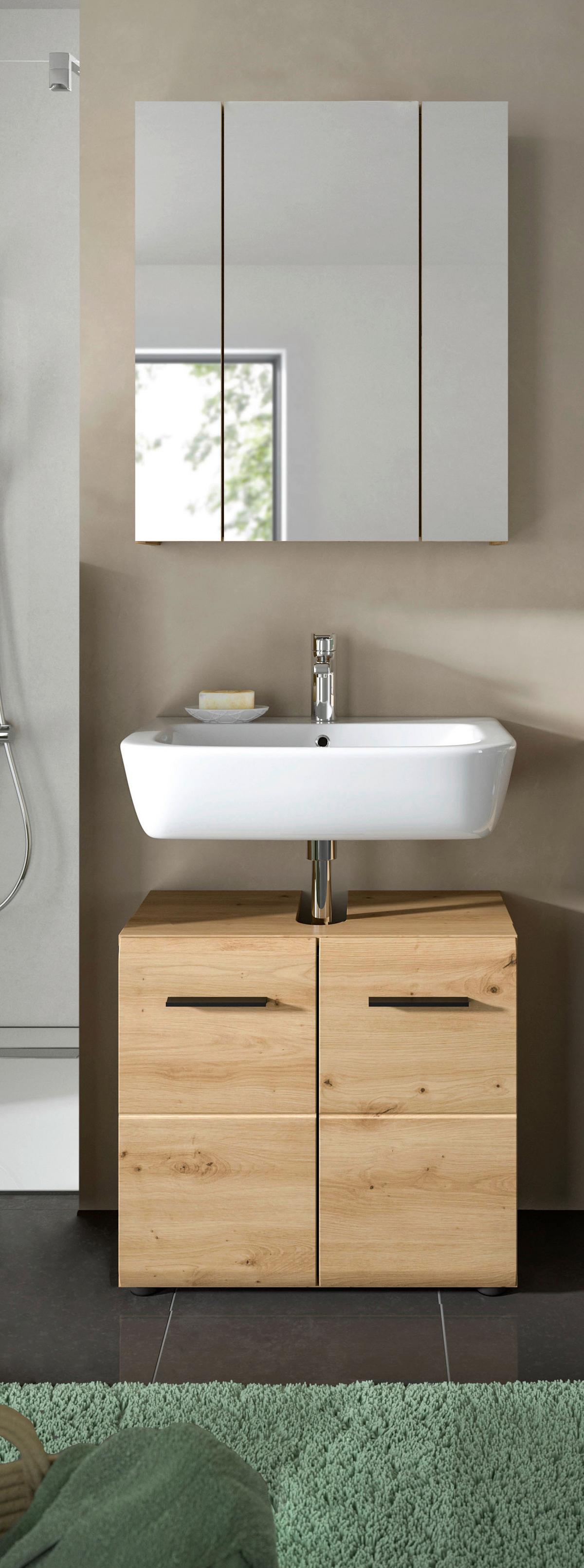 BADEZIMMER ICE - Schwarz/Eiche Artisan, Basics, Holzwerkstoff/Kunststoff (60cm) - MID.YOU