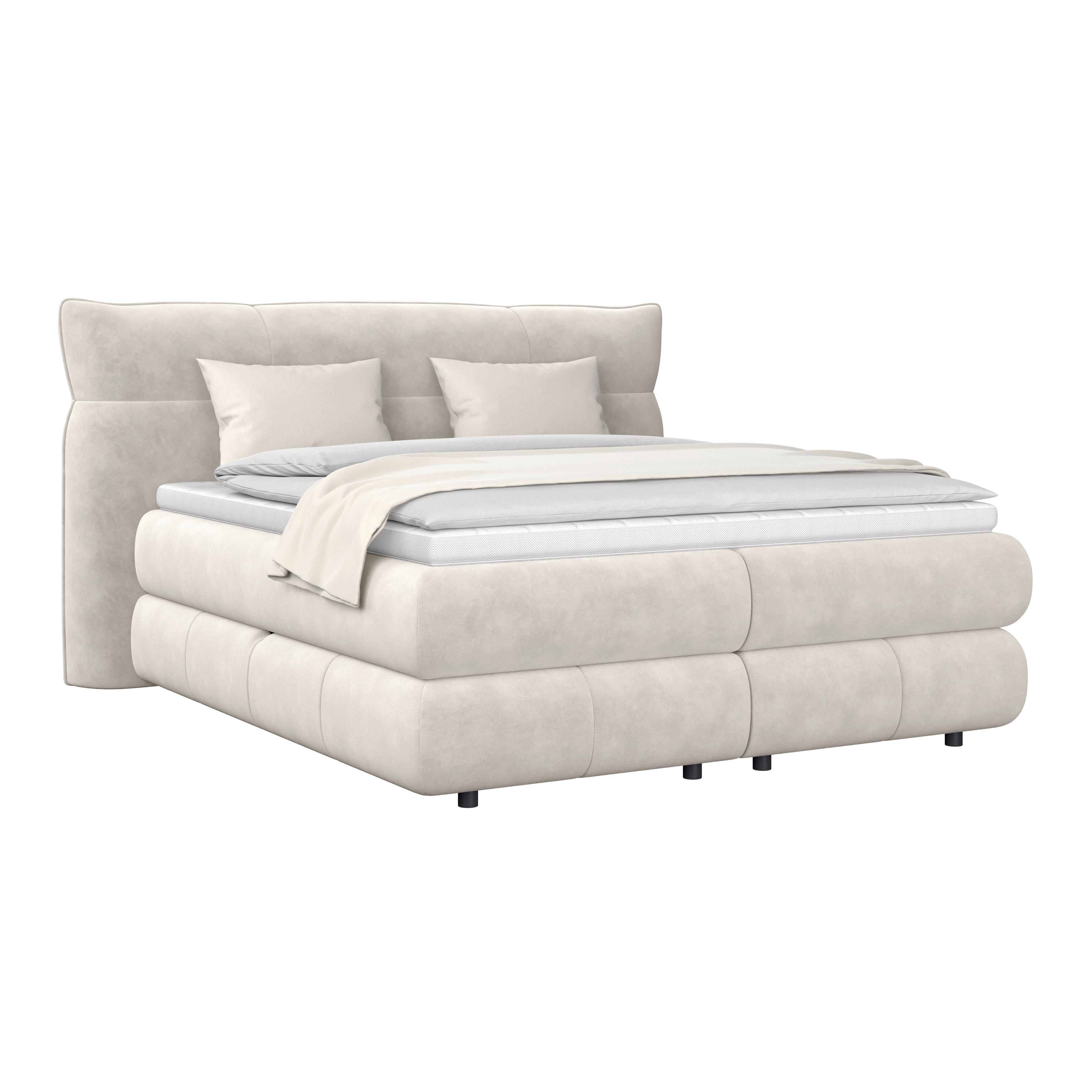 Boxspring Krevet Carmelo - bež/crna, Trend, tekstil/plastika (160/200cm) - Premium Living