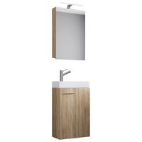 Gästebad 4-tlg. Slito inkl. LED ca. 40 cm Weiß - Weiß/Sonoma Eiche, MODERN, Keramik/Holzwerkstoff (40cm) - MID.YOU