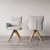 STOL MED ARMSTÖD LORELEI - ljusgrå/naturfärgad, Modern, trä/textil (58/87/63cm) - Bessagi Home