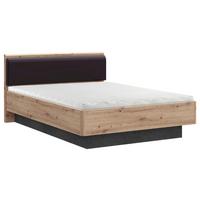 Postelja Raven, Barva Hrasta, Temno Siva, 120x200 - temno siva/črna, Design, leseni material/tekstil (120/200cm) - Carryhome