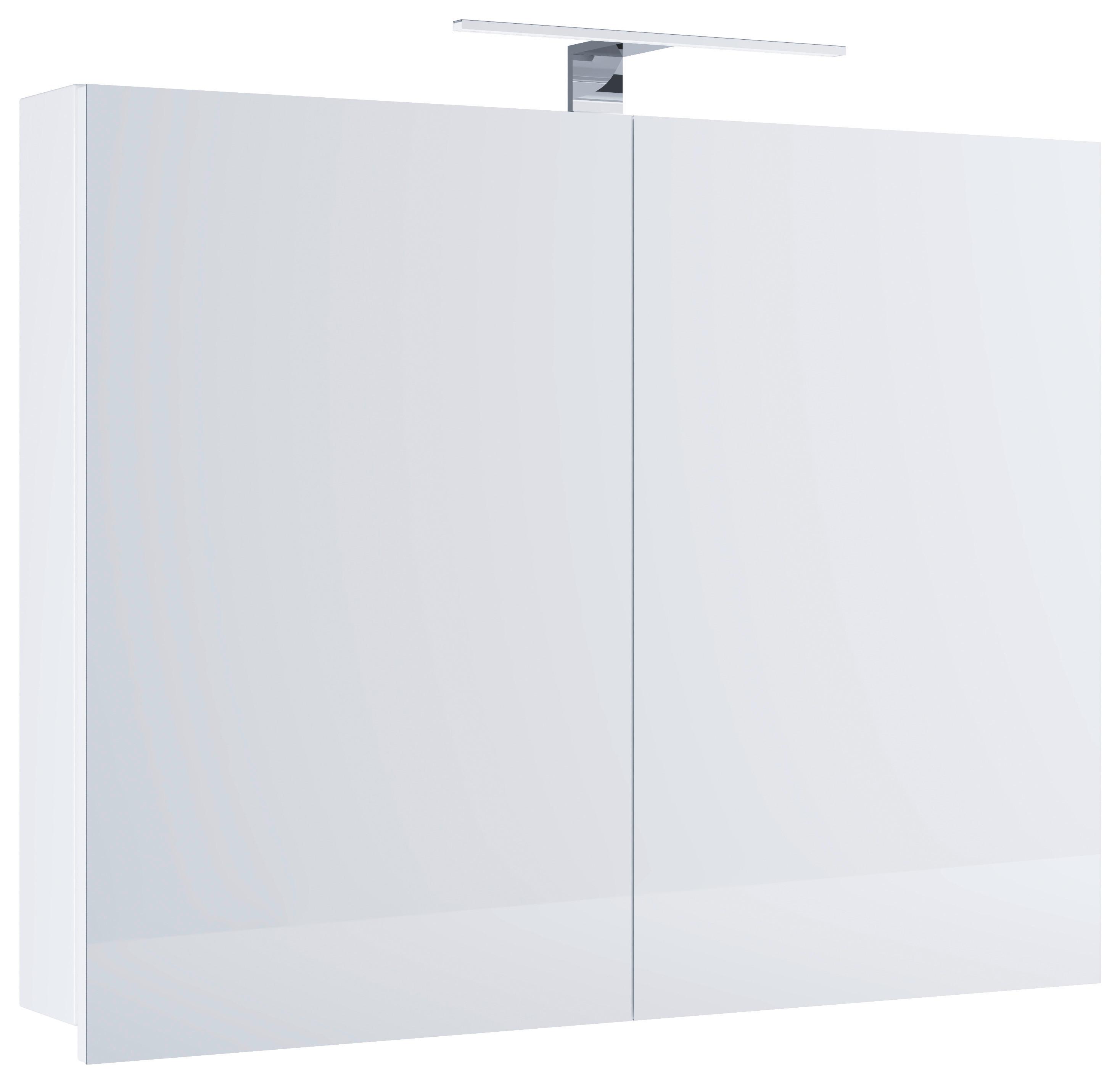 Spiegelschrank Badinos Weiß mit LED - Weiß, MODERN, Glas/Holzwerkstoff (60/59,2/12cm) - MID.YOU