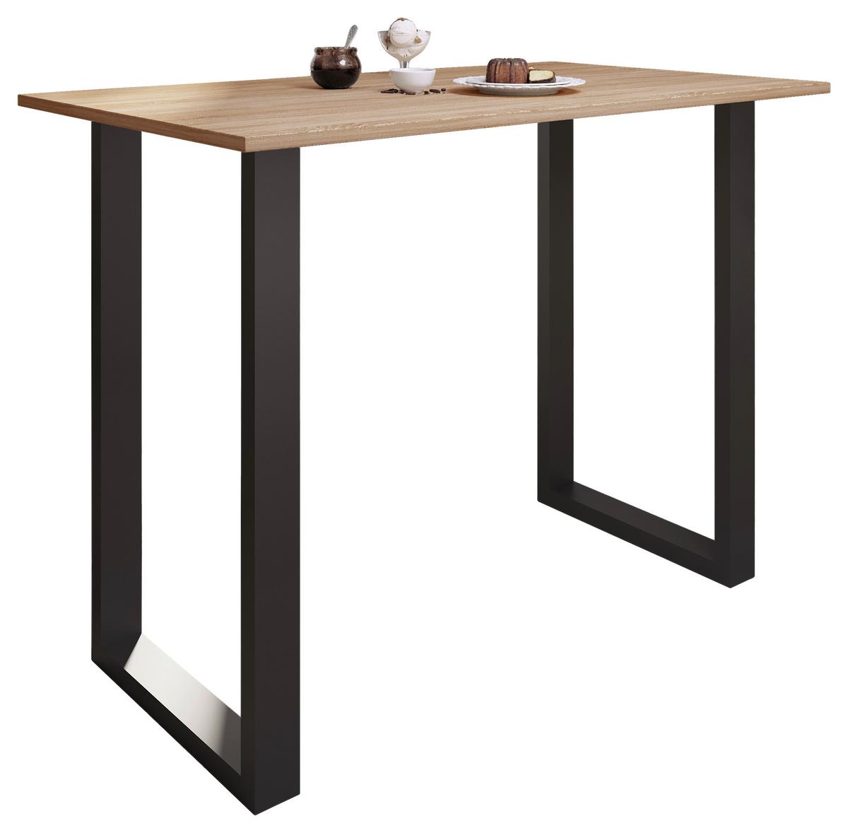 Bartisch XONA Schwarz/ Eiche ca.140x102x80cm - Schwarz/Sonoma Eiche, KONVENTIONELL, Holzwerkstoff/Metall (140/80/102cm)