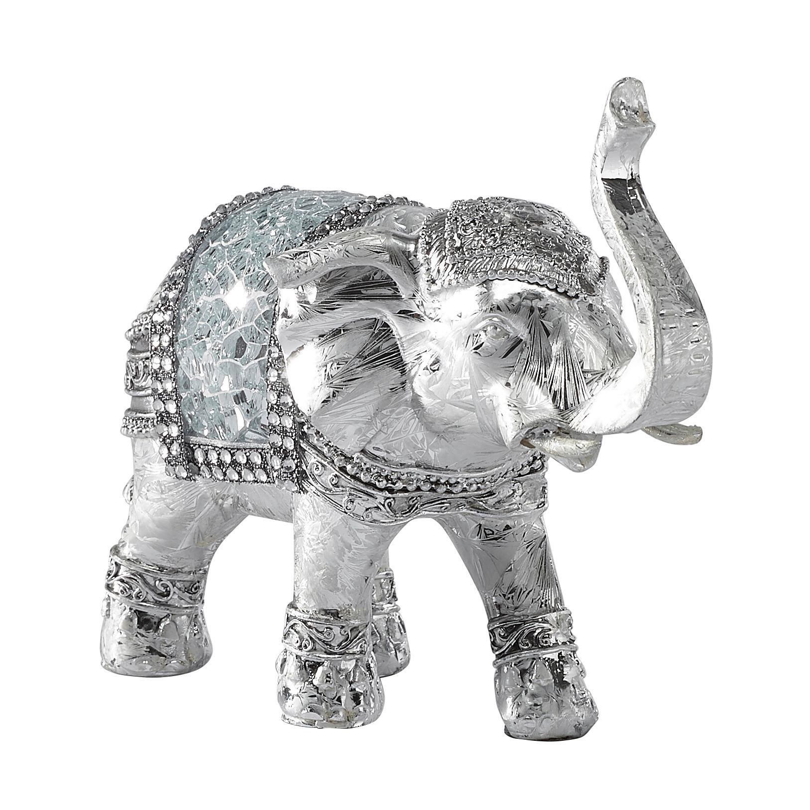 SŁOŃ DEKORACYJNY NY8361500 - ELEFANT - kolor srebrny/biały, Basics, tworzywo sztuczne (15/6,5/12,5cm) - Ambia Home