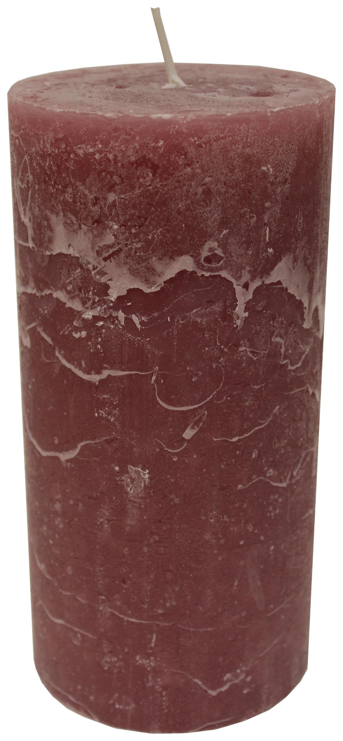 Stumpenkerze Ruth in diversen Farben - Pflaume/Dunkelrosa, MODERN (10/20cm) - Premium Living