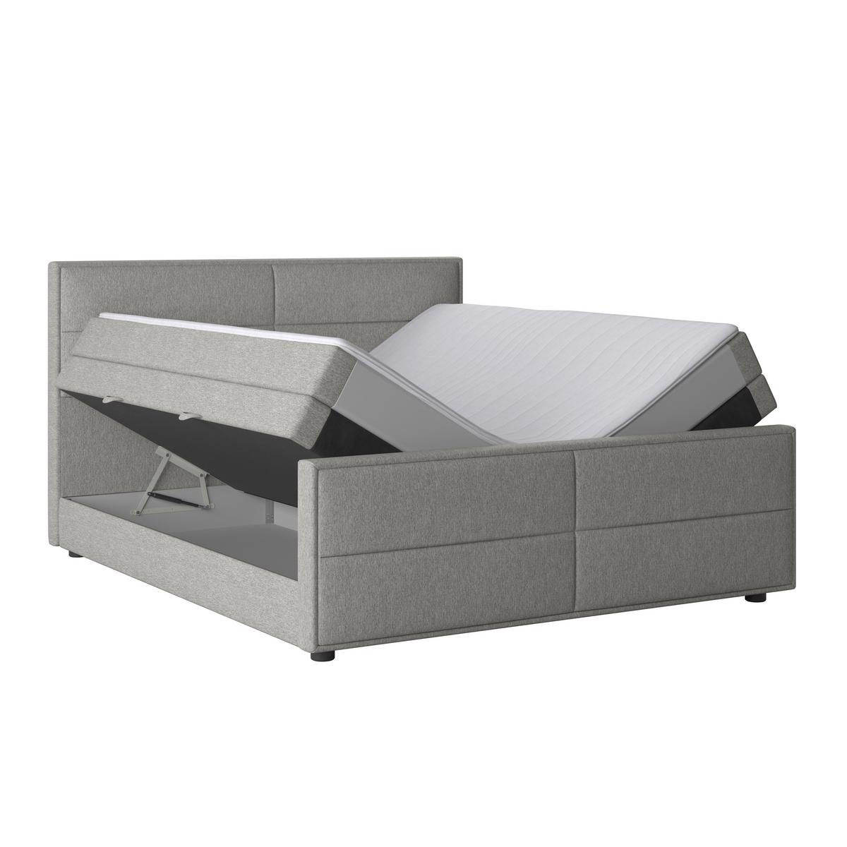 Boxspringbett Palermo ca. 180x200 cm Silberfarben - Silberfarben/Schwarz, MODERN, Karton/Holzwerkstoff (180/200cm) - MID.YOU