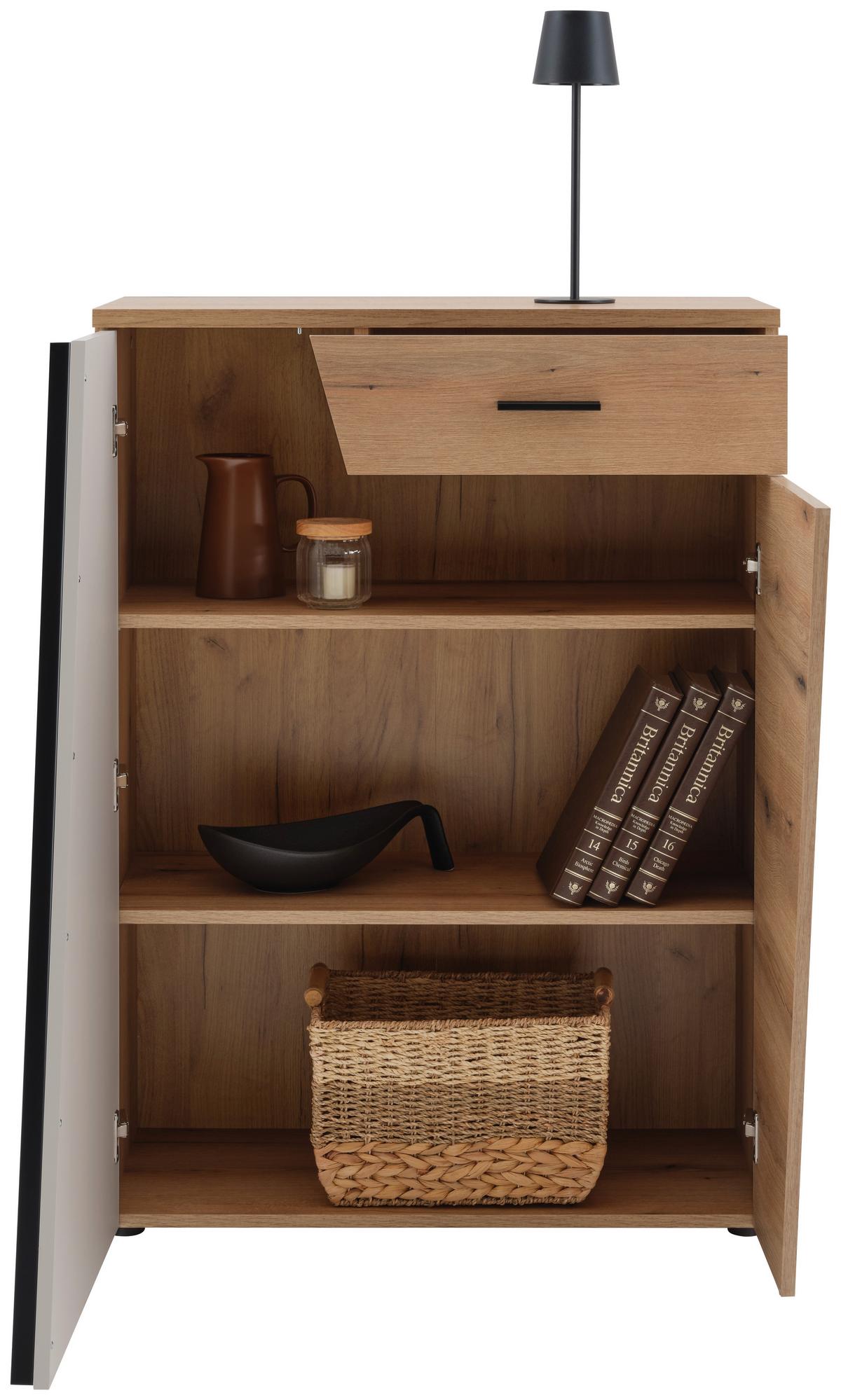 Comodă VENEDIG NEW - cașmir/culoare lemn stejar, Modern, material pe bază de lemn (80/110/40cm) - Modern Living