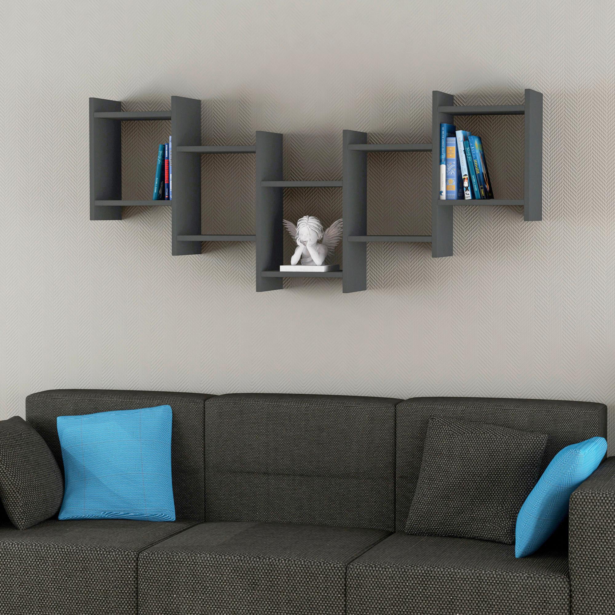 Stenski Regal Bat, Antracit - antracit, Design, leseni material (151/64/20cm) - Livetastic