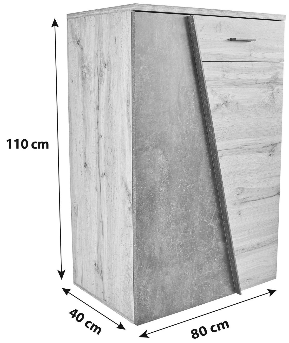 Comodă VENEDIG NEW - cașmir/culoare lemn stejar, Modern, material pe bază de lemn (80/110/40cm) - Modern Living