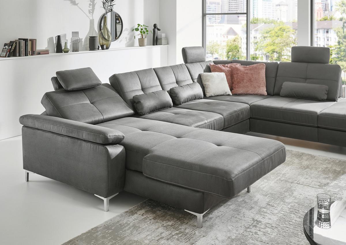 Funkcijska Sedežna Garnitura Mp-In22106 - temno siva/črna, Moderno, kovina/tekstil (192-224/356/214cm) - Premium Living