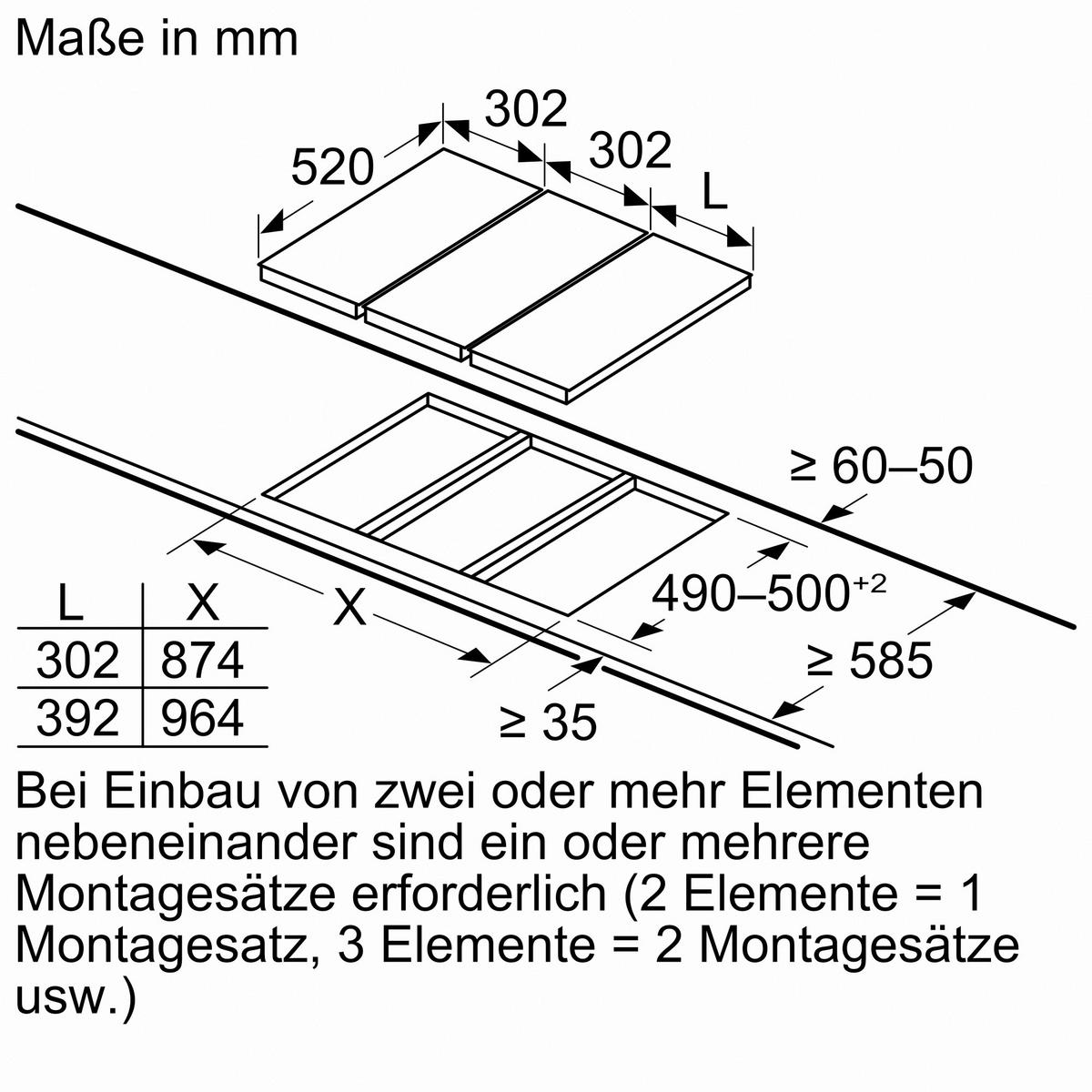 Gaskochfeld ER3A6BB70D Dominokochfeld, schwarz - Schwarz, KONVENTIONELL, Metall (30,2/4,7/52cm) - Siemens