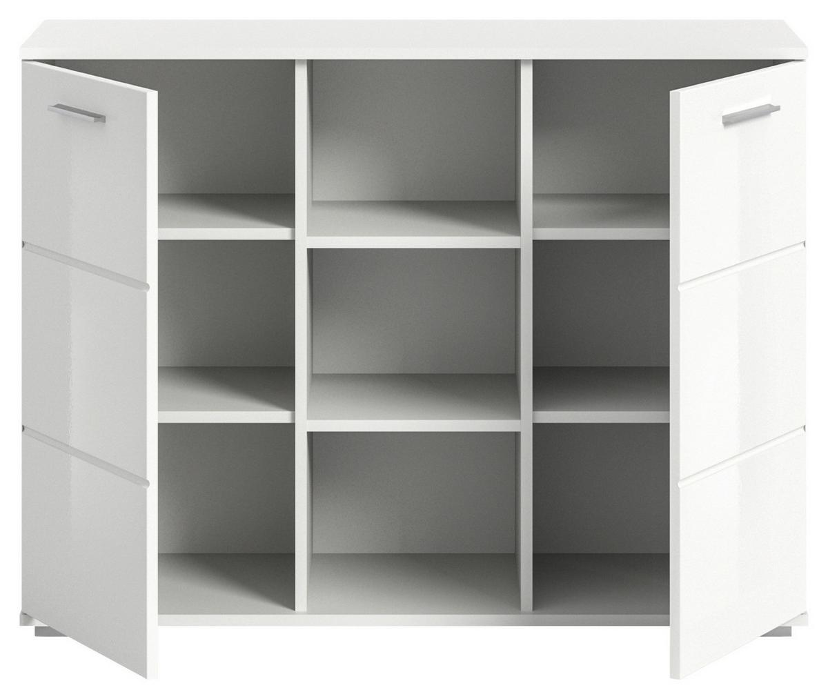 Kommode Prego ca. 110x83 cm Weiß - Weiß Hochglanz, Design, Holzwerkstoff/Kunststoff (110/83/37cm) - Xora