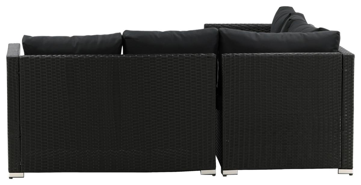 Loungegarnitur Kuba Schwarz - Schwarz, KONVENTIONELL, Glas/Kunststoff - Gardenson