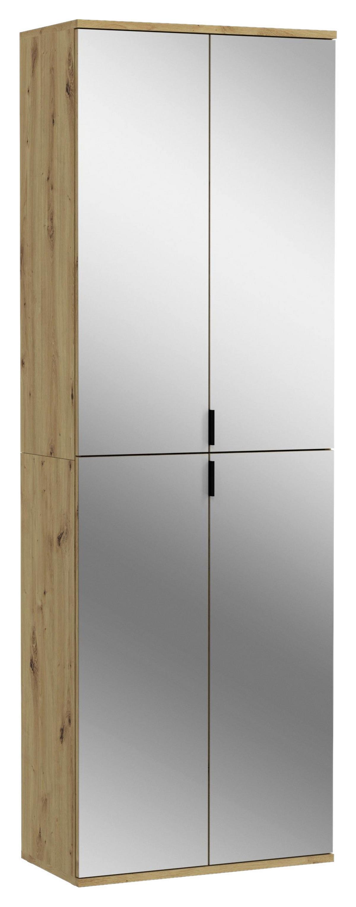 Ormar Projekt X - hrast Artisan/crna, Konvencionalno, staklo/drvni materijal (61/193/34cm) - Modern Living