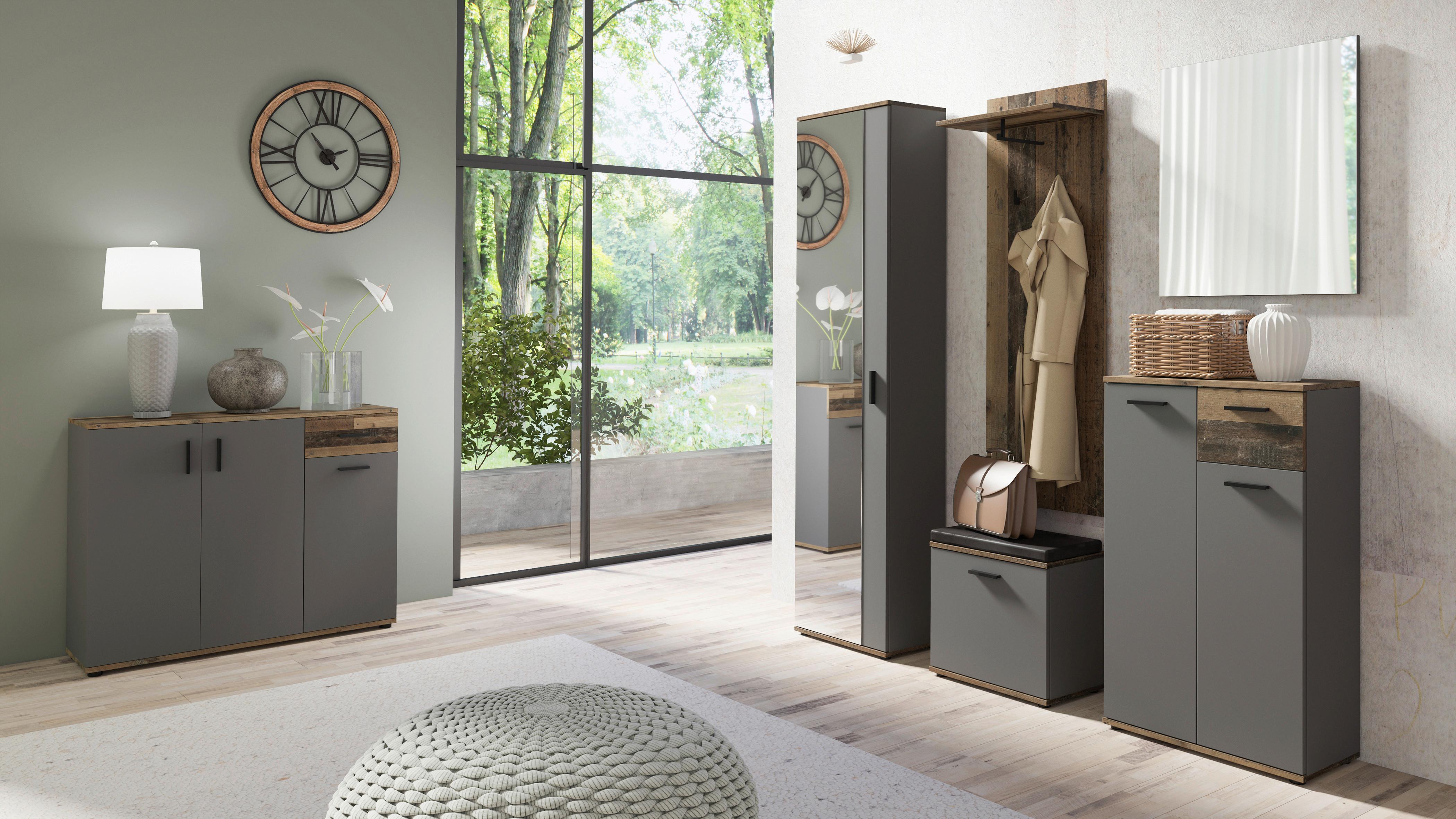 Kommode Jakob ca.60x102x30cm Anthrazit - Alteiche/Anthrazit, LIFESTYLE, Holzwerkstoff/Kunststoff (60/102/30cm) - MID.YOU
