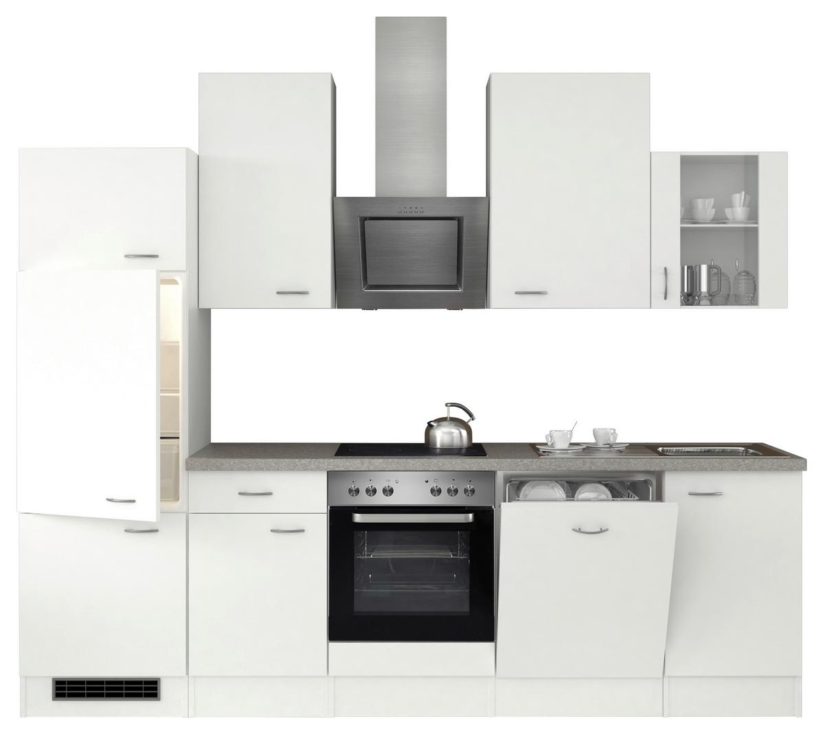 Kuhinjski Blok Z Aparati Wito, Bela - barve nerjavečega jekla/bela, Moderno, umetna masa/steklo (280cm) - FlexWell