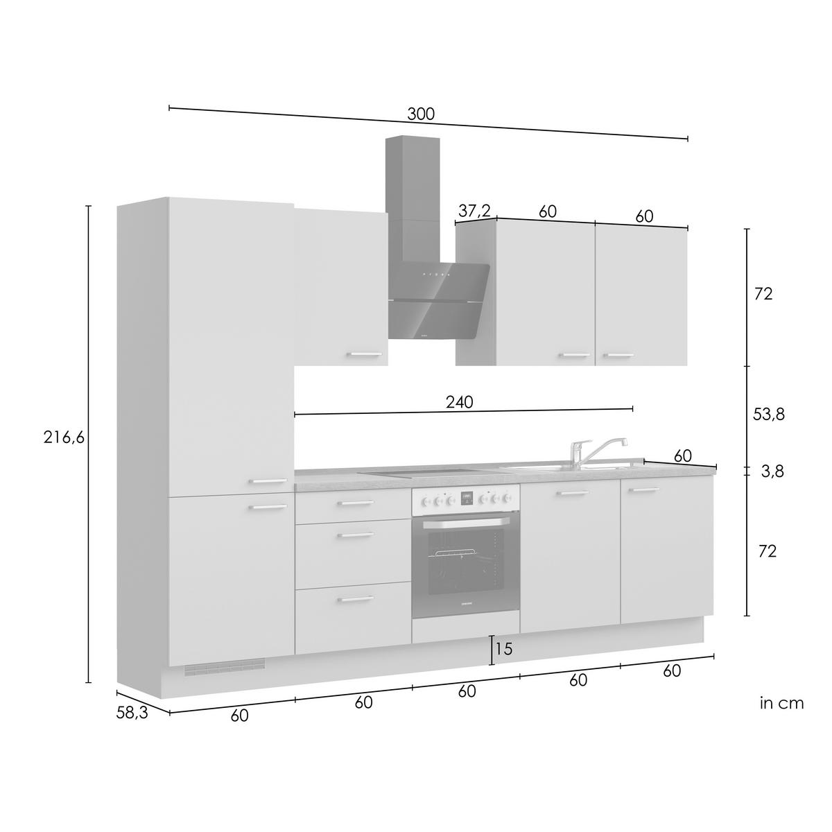Küchenleerblock Senso High o. Geräte Olivgrün - Eichefarben/Schwarz, ROMANTIK / LANDHAUS, Holzwerkstoff/Metall (300cm) - Nobilia