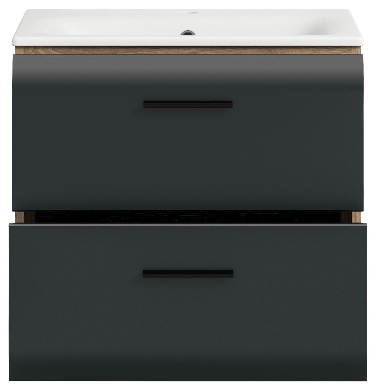 WASCHTISCHKOMBI ICE - Eiche dunkel/Weiss, Basics, Keramik/Holzwerkstoff (60cm) - MID.YOU