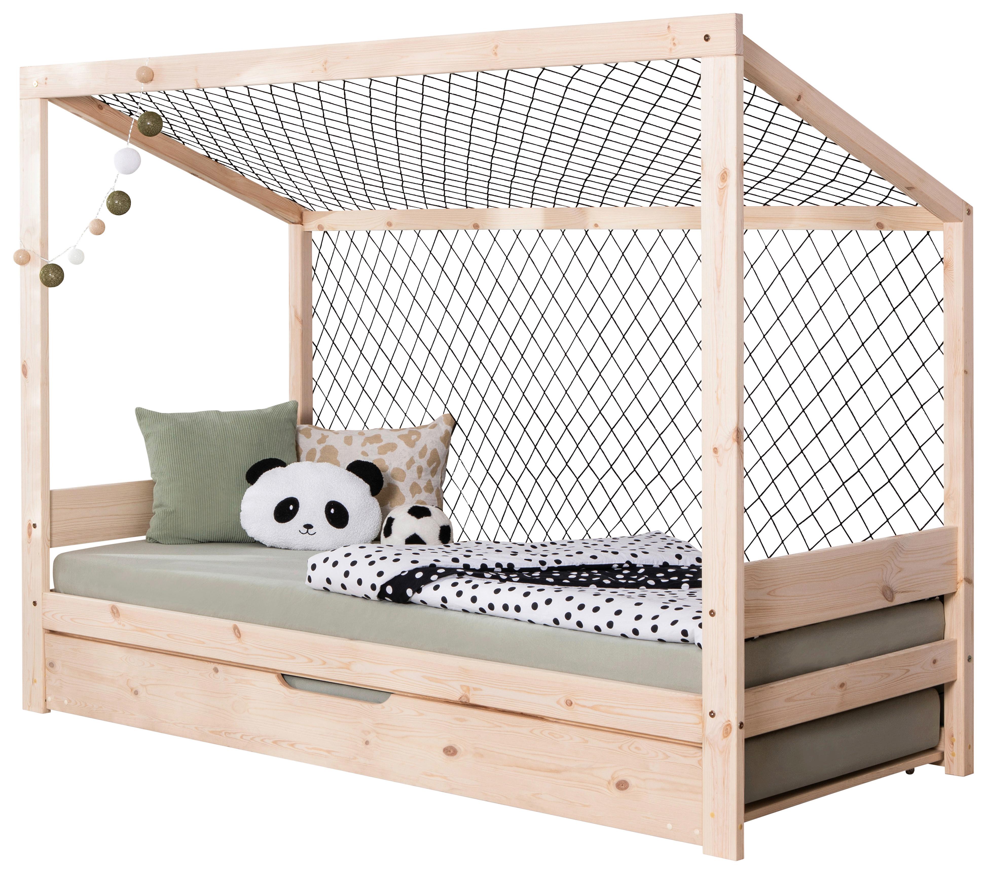 Ausziehbett Fußball Holz ca. 90x200 cm - Naturfarben, MODERN, Holz (90/200cm) - Livetastic