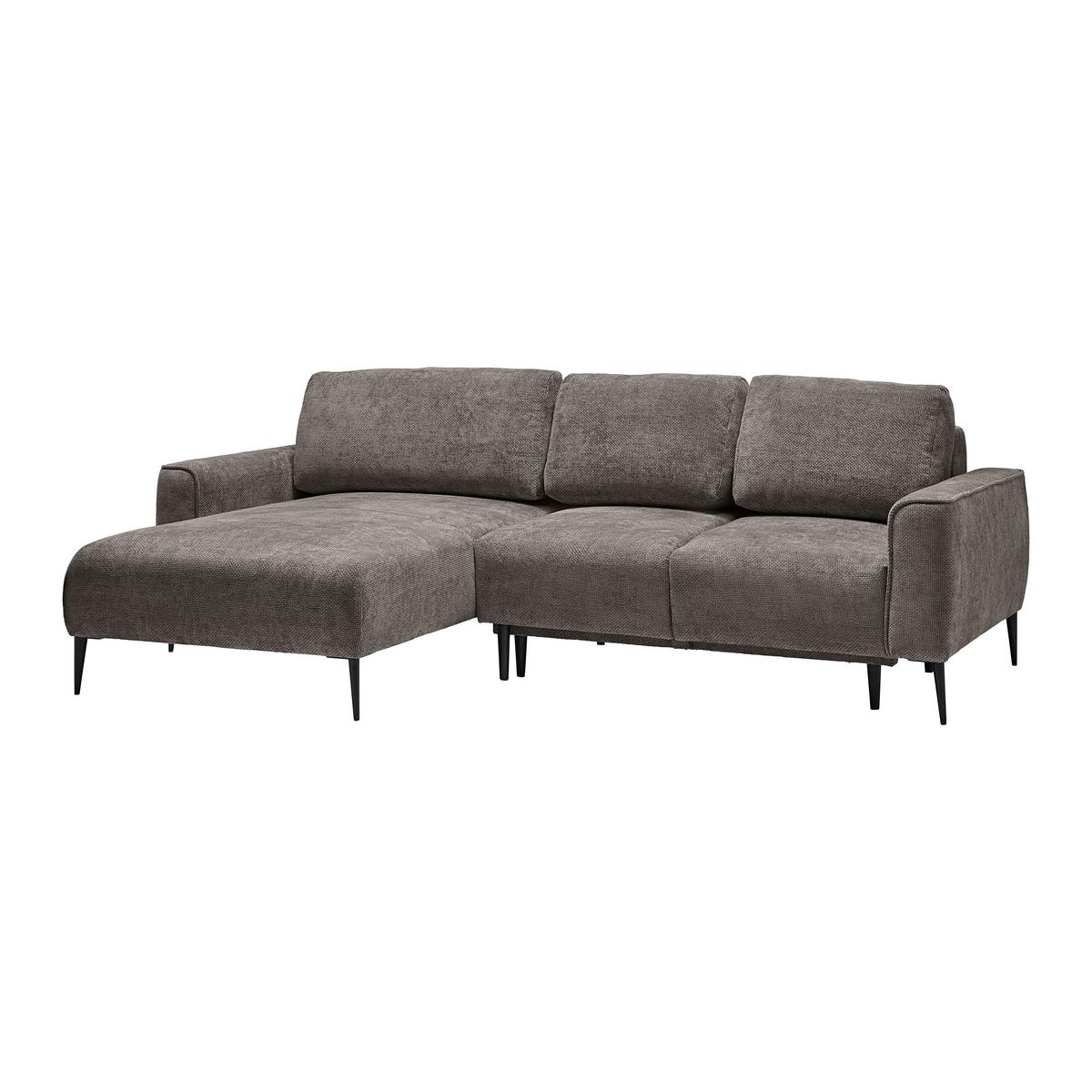 Ecksofa Custom Dunkelgrau - Dunkelgrau/Schwarz, MODERN, Textil/Metall (164/85/255cm) - Mömax