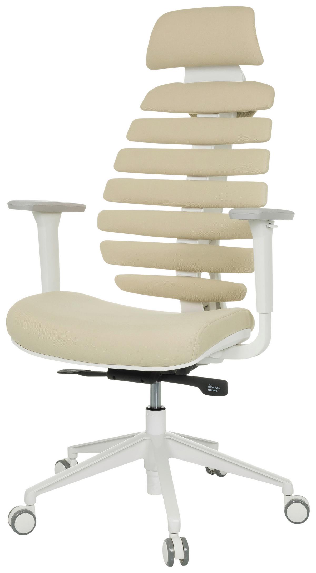 Pisarniški Stol Ergo Line W, Bež - bela/bež, Moderno, umetna masa/tekstil (67/116 - 133/65cm) - MID.YOU
