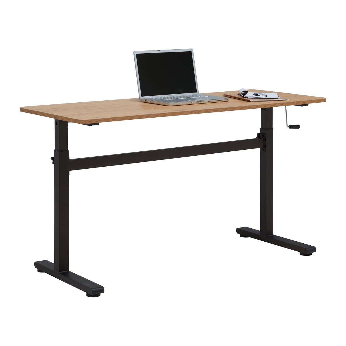 Schreibtisch Carmelo I in Schwarz/Eichefarben - Eichefarben/Schwarz, MODERN, Holzwerkstoff/Metall (140/70-117/60cm) - Mömax