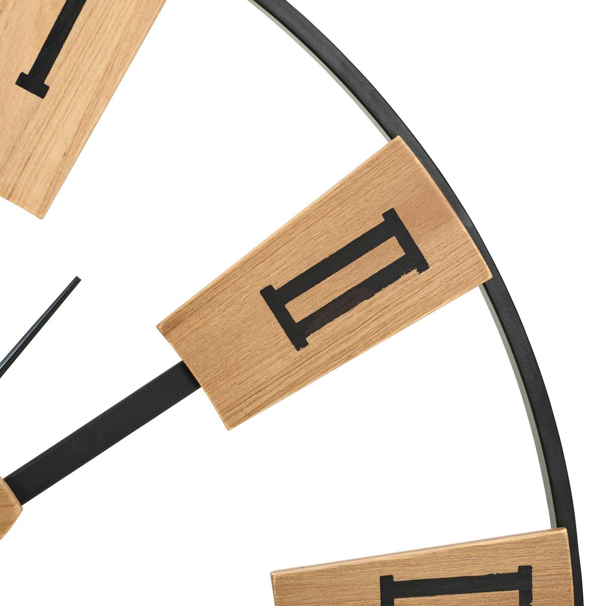 ZEGAR ŚCIENNY GITTE - kolor naturalny/czarny, Lifestyle, metal/drewno (80,5/80,5/7cm) - Landscape