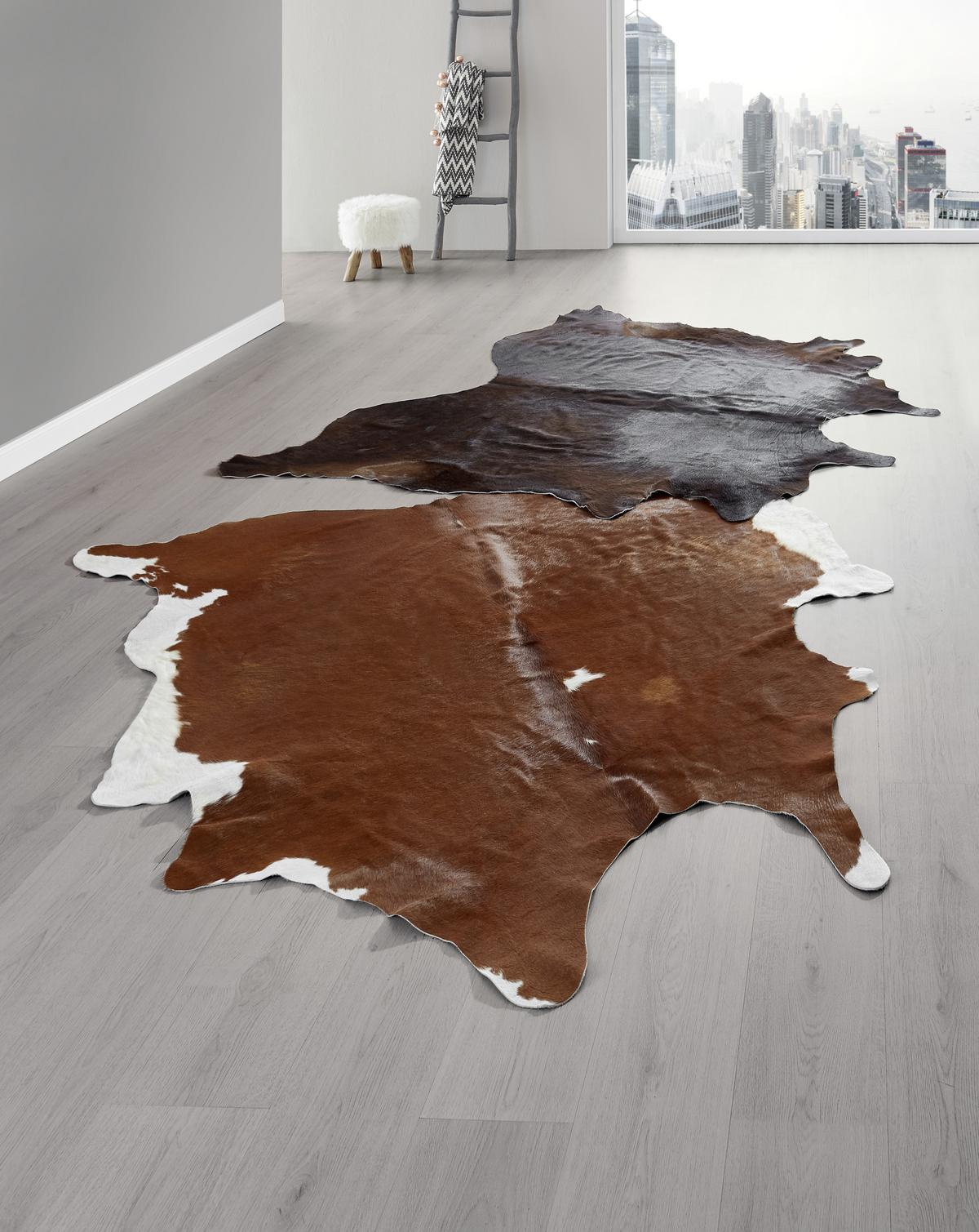 Rinderfell Christoph in diversen Farben - Schwarz/Braun, MODERN, Textil (4,5qm) - Modern Living