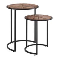 Kisasztalszett Amira - akáciaszínű/fekete, Modern, fa/fém (33-40/40-50cm) - Mömax