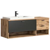 Waschtischkombi Grado ca. 140 cm Eiche/Grau - Eichefarben/Weiß, MODERN, Holzwerkstoff/Kunststoff (140cm) - MID.YOU