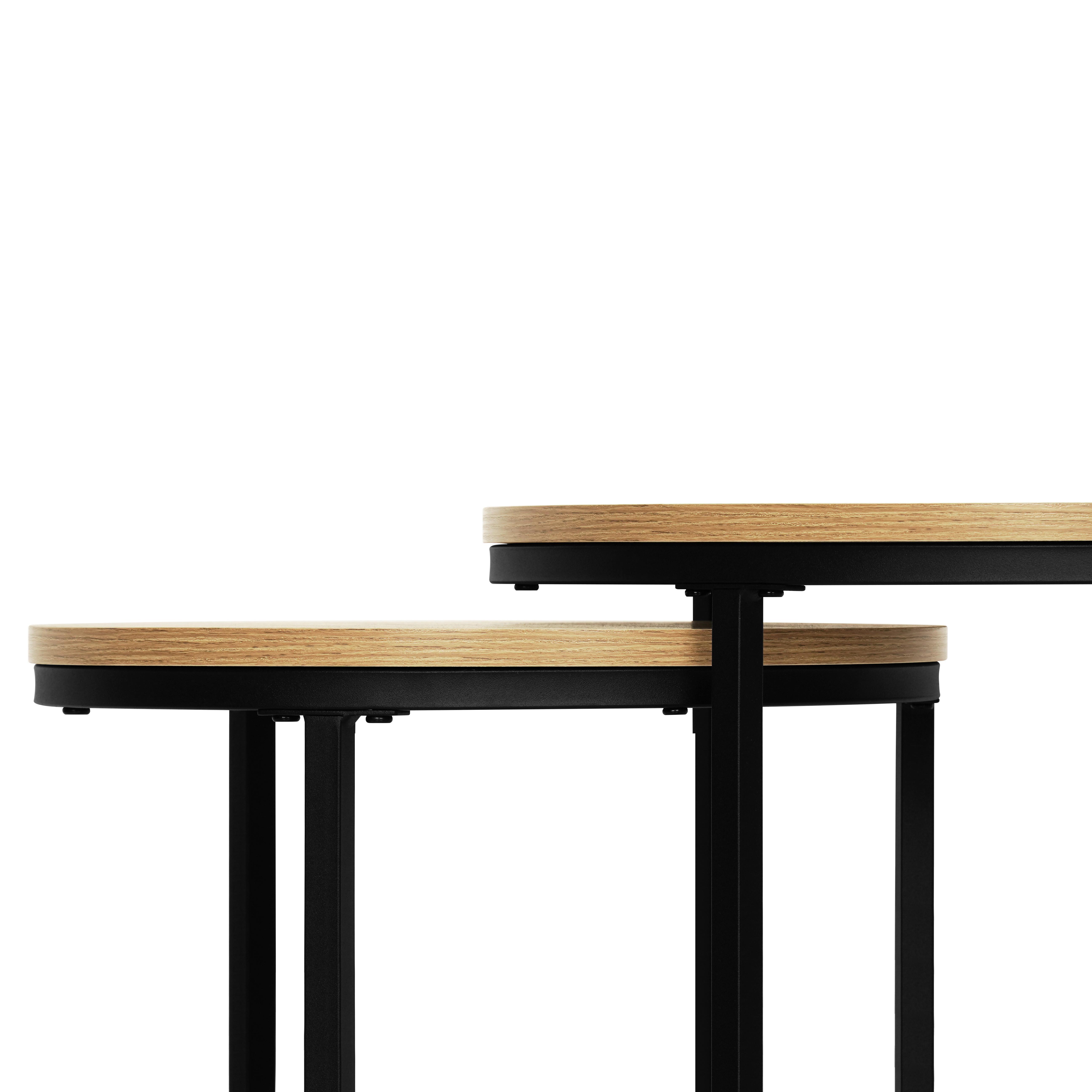 Set Stolića 2/1 Casper - boje hrasta/crna, Moderno, drvni materijal/metal (60-40/40-35/60-40cm) - Modern Living