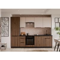 Bucatarie fara electrocasnice MONZA/ARONA - cașmir/culoare lemn de nuc, Modern, material pe bază de lemn (280/210/60cm) - Modern Living
