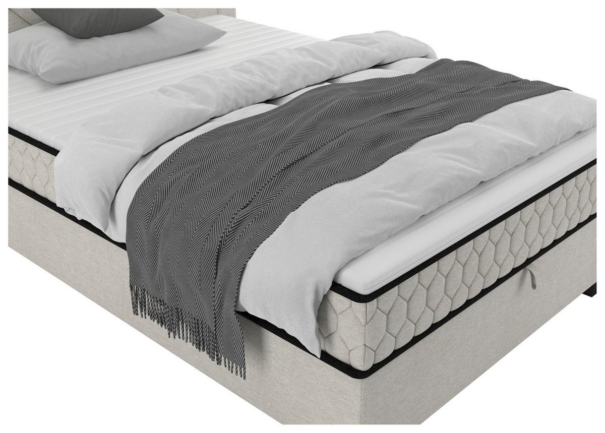 Boxbett Maya D Beige ca. 140x200cm - Beige/Schwarz, KONVENTIONELL, Holz/Holzwerkstoff (140/200cm) - Mömax