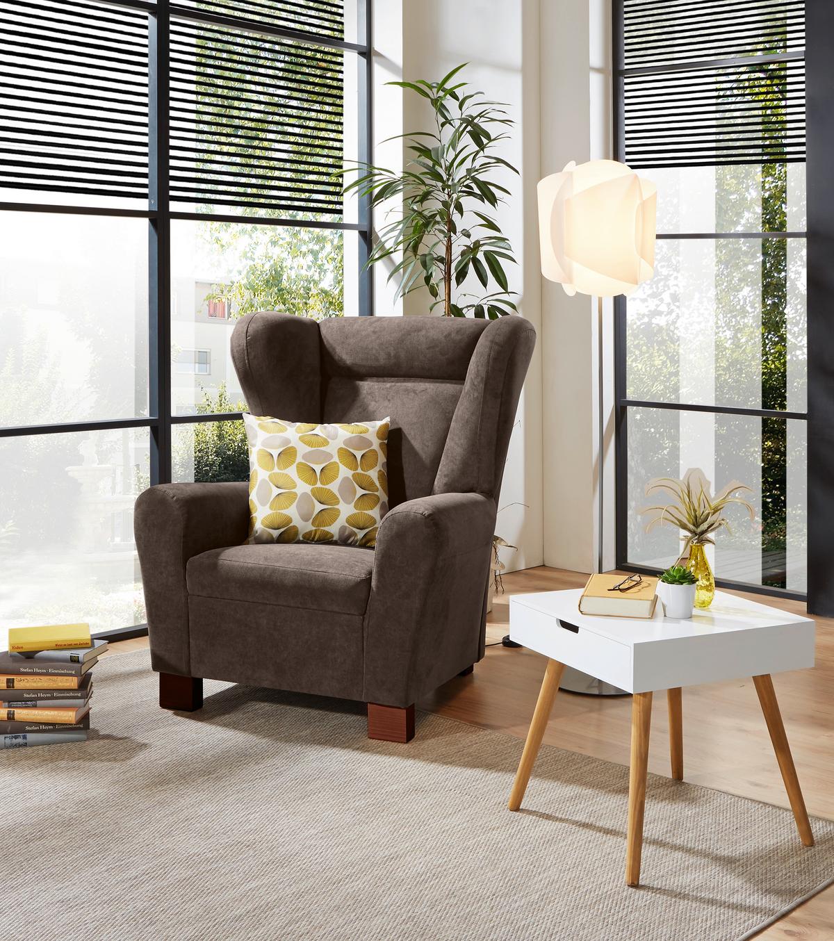 Fotelja Chandler - tamno smeđa/smeđa, Design, tekstil/drvo (95/109/97cm) - Mömax