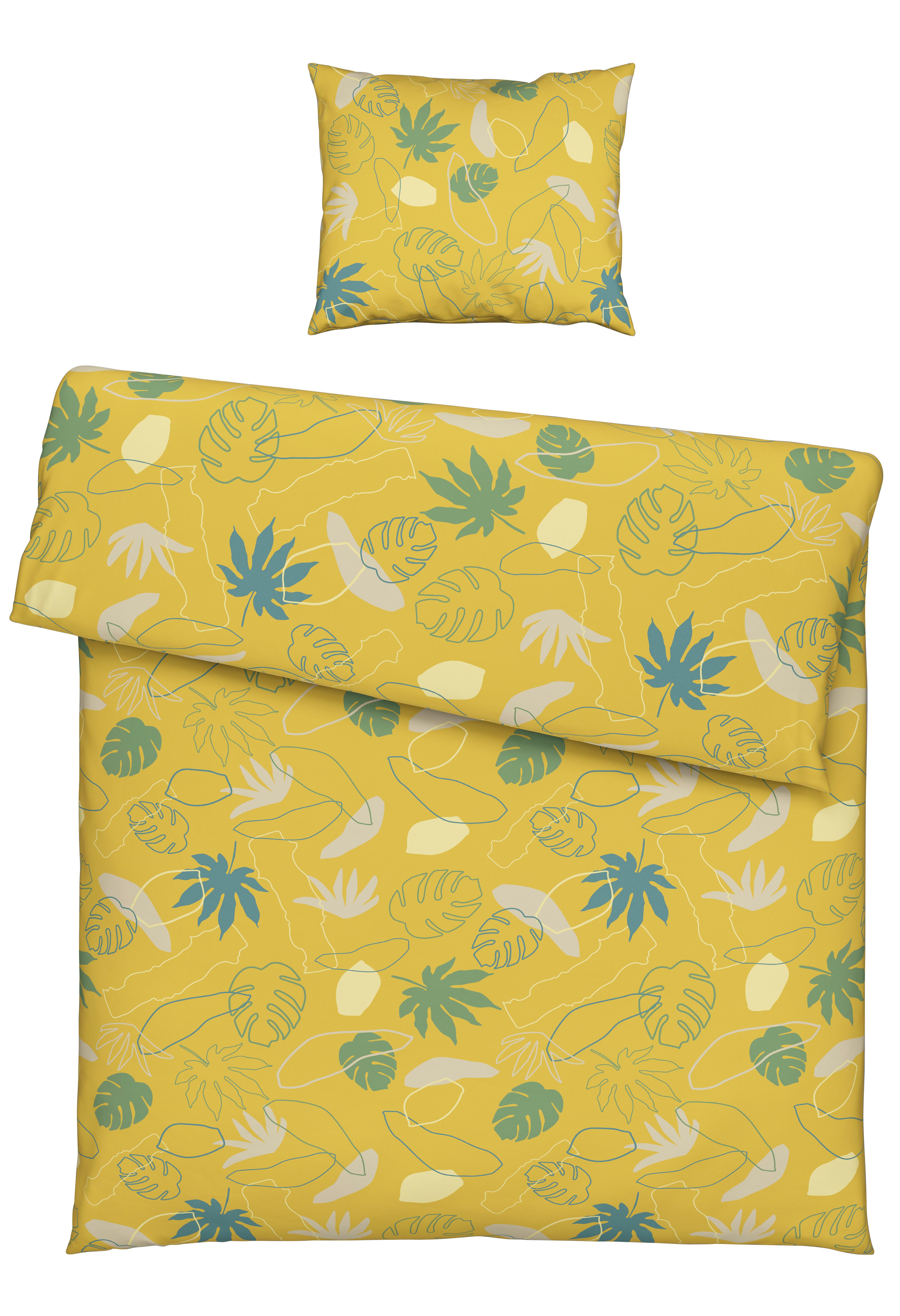 Bettwäscheset Karin - Blau/Gelb, Konventionell, Textil (160/210cm) - Premium Living
