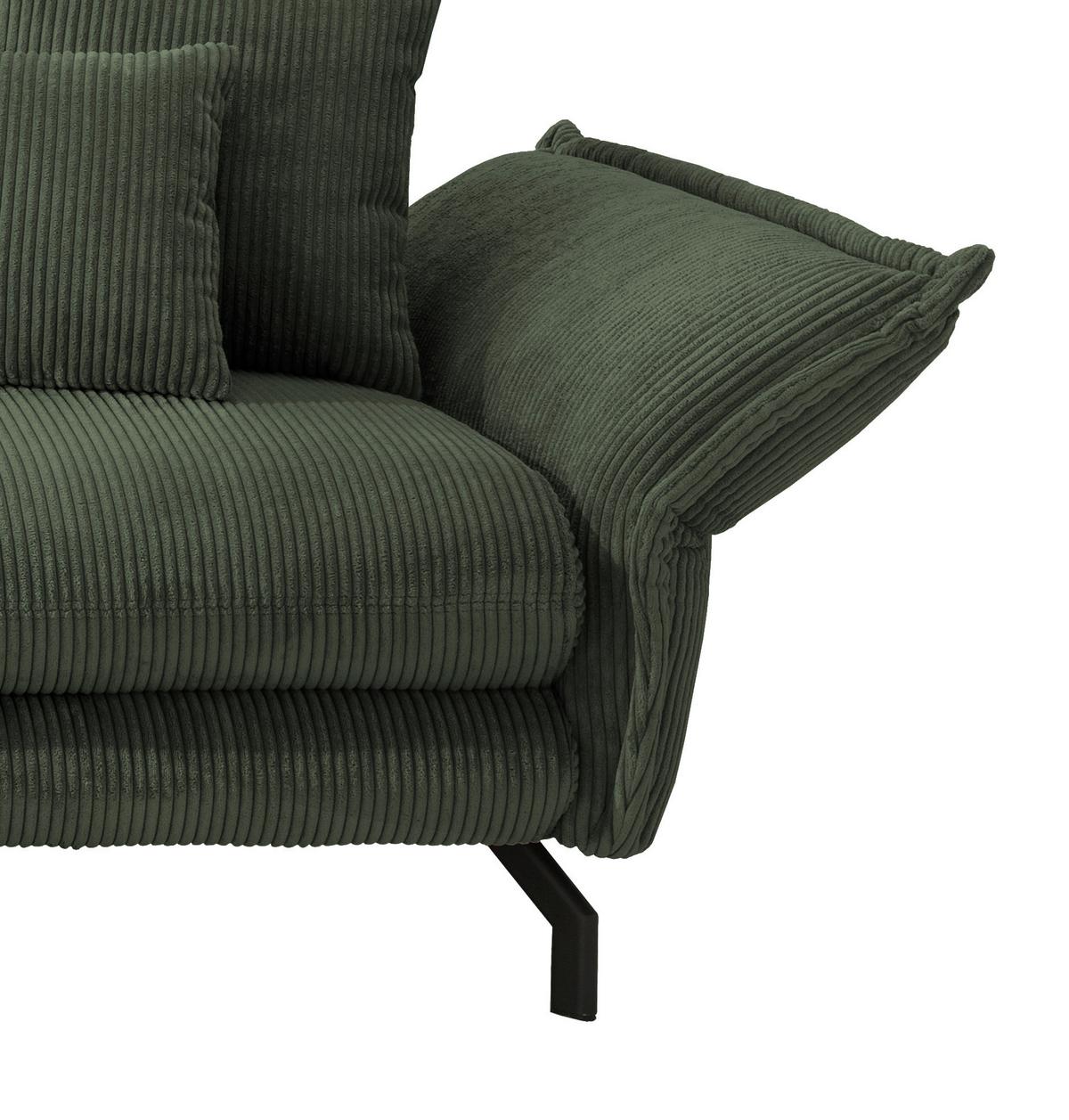 Wohnlandschaft Lava Moosgrün Cord ca. 180x255 cm - Schwarz/Grün, MODERN, Textil/Metall (180/255cm) - Livetastic