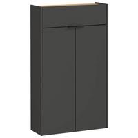 SZAFKA NA BUTY GW-AMECA - kolor dębowy/czarny, Design, materiał drewnopochodny/tworzywo sztuczne (56/97/22cm)