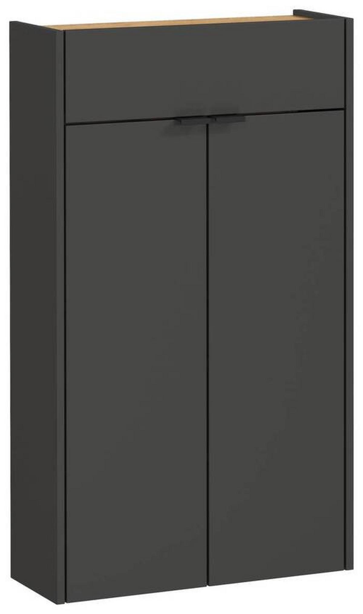 SZAFKA NA BUTY GW-AMECA - kolor dębowy/czarny, Design, materiał drewnopochodny/tworzywo sztuczne (56/97/22cm)