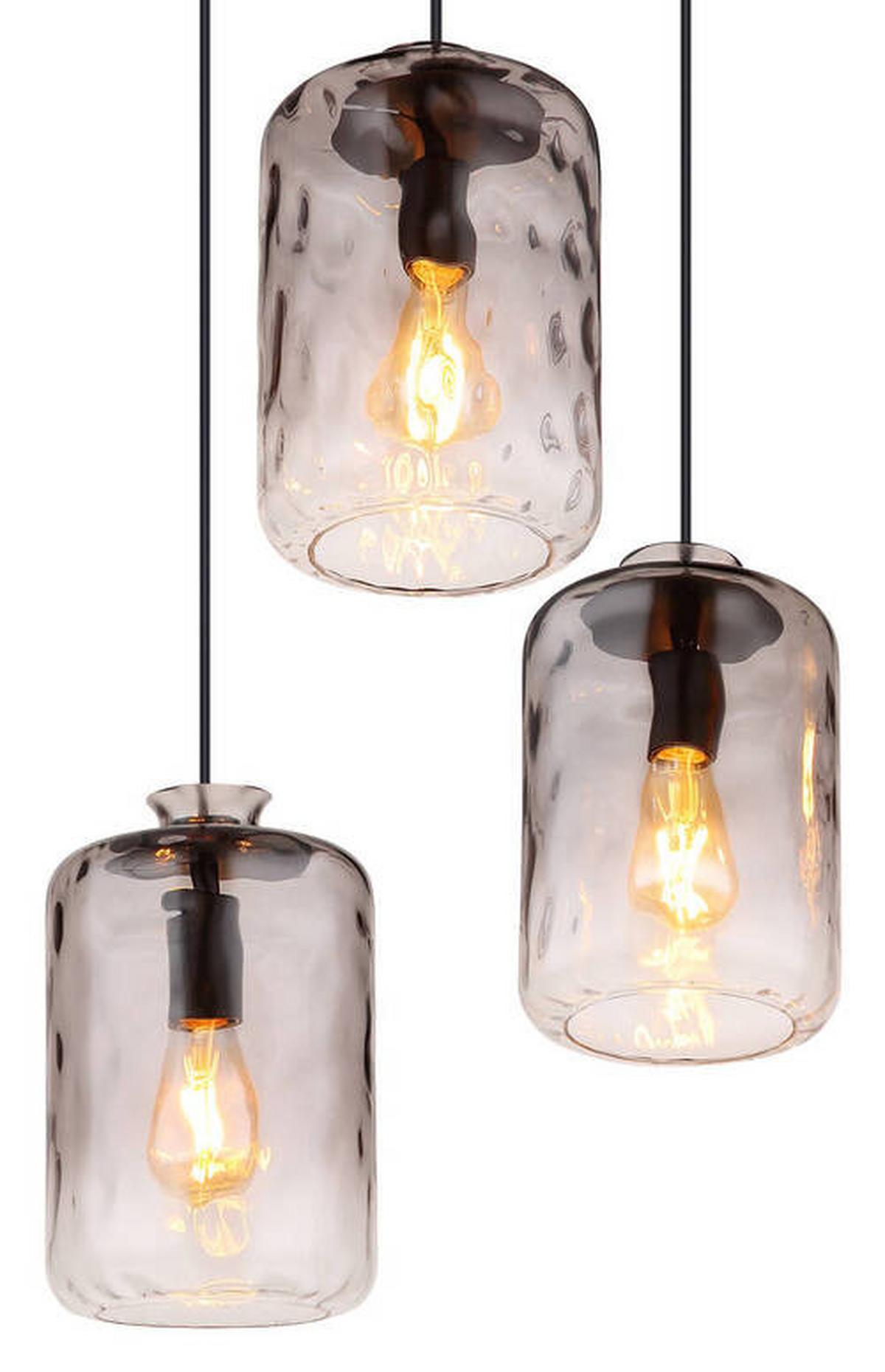 HÄNGELEUCHTE 16046-6H - Klar/Schwarz, Design, Glas/Metall (94,5/39/150cm) - Globo