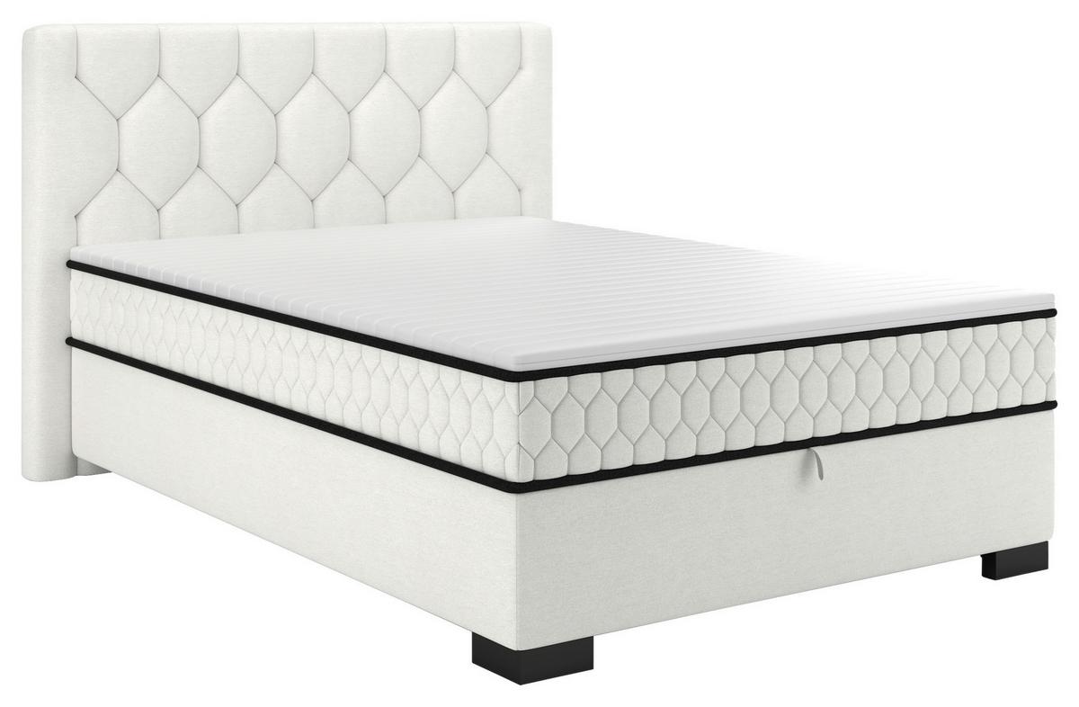 Boxbett Maya D Creme ca. 120x200cm - Creme/Schwarz, KONVENTIONELL, Holz/Holzwerkstoff (120/200cm) - Mömax